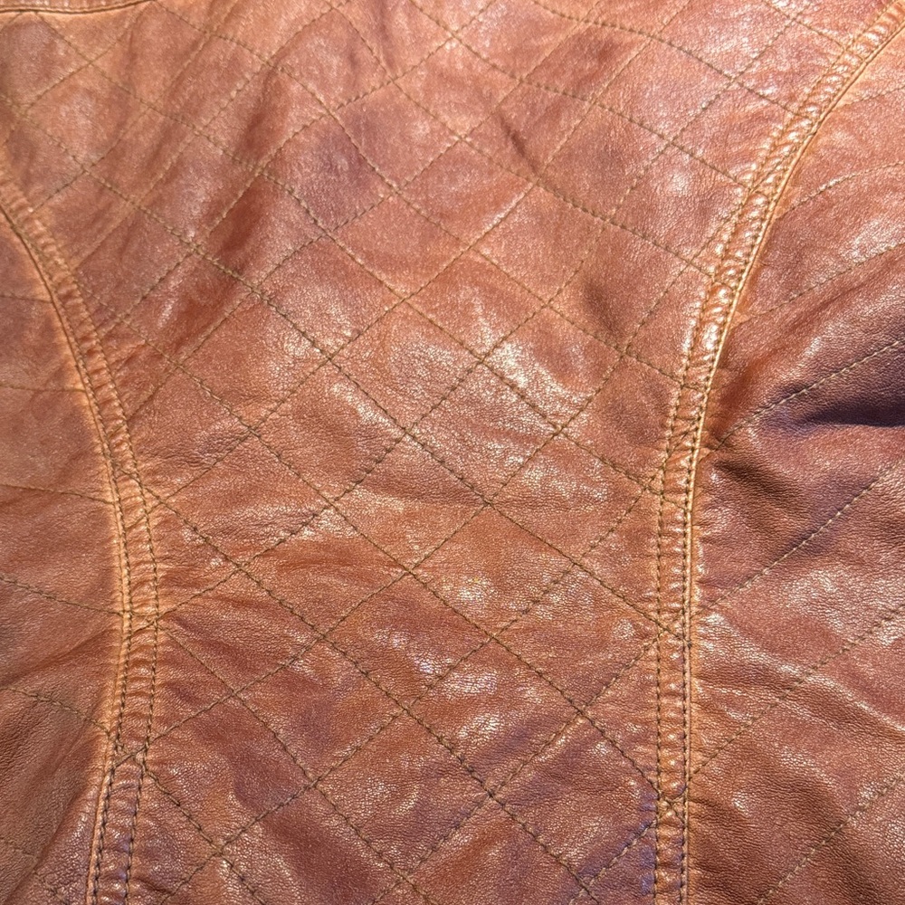 GUESS Women's Rust Brown Faux Leather Moto Jacket - Picture 9 of 13